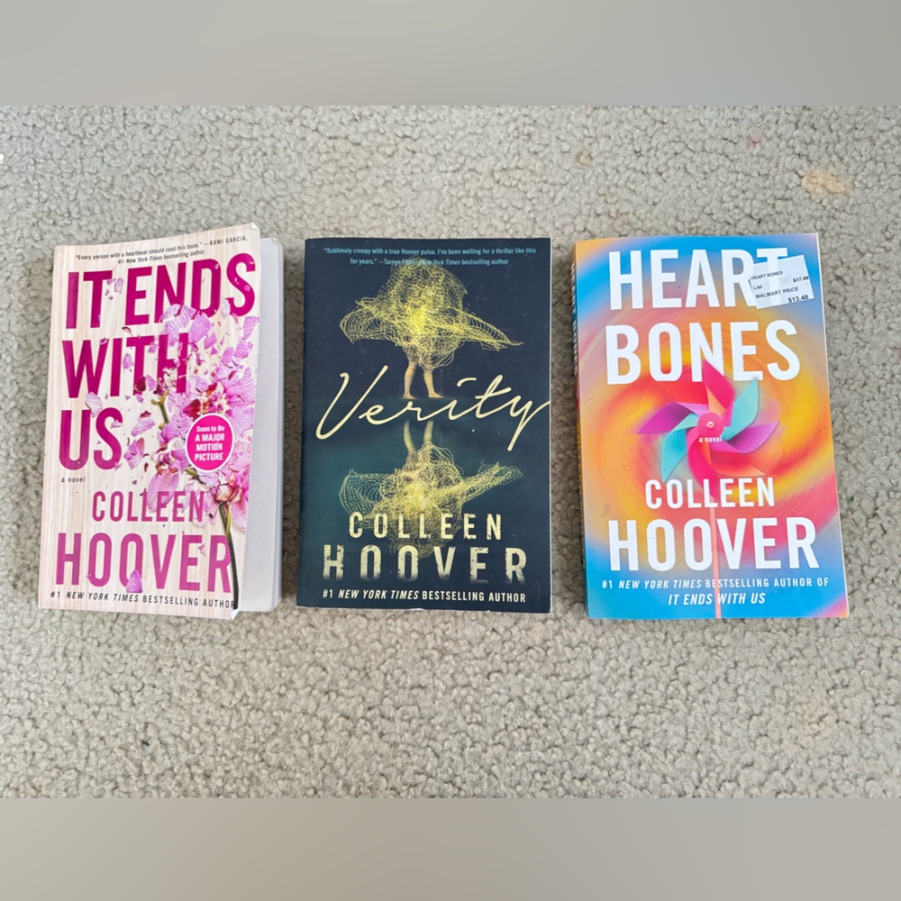 Colleen Hoover books, Verity, Broken Heart, and It Ends with Us